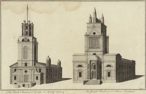 Church of St George, Ratcliff Highway og Church of St John, Limehouse, London af English School