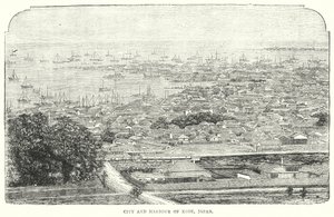 By og havn i Kobe, Japan (gravering) af English School