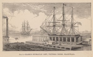 Clarks hydrauliske lift, Victoria Docks, Blackwall af English School