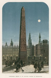Cleopatras Needle i sin foreslåede stilling i Westminster af English School