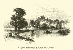 Clifton Hampden kirke og færge af English School