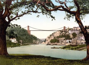 Clifton Suspension Bridge (håndfarvet foto) af English School