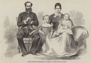 Oberst Inglis, kommandanten i Lucknow, og fru Inglis og familie (gravering) af English School