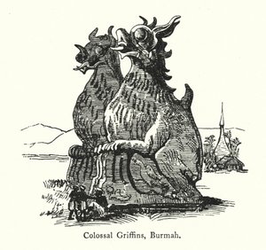 Colossal Griffins, Burmah (gravering) af English School