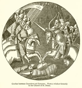 Kampf zwischen Kreuzfahrern und Sarazenen von English School