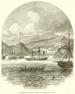 Commodore Porters Fleet i Nookaheeva Bay af English School