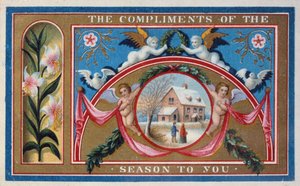 "Sæsonens komplimenter", victoriansk kort (chromolitho) af English School