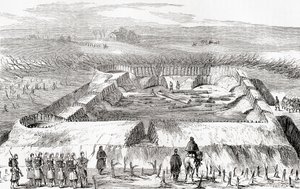 Konføderationens befæstninger nord for Manassas Junction, fra Ward and Lock