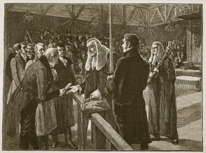 Konference mellem Houses of Parliament, 1835, illustration fra Cassells Illustrated History of England (sepia foto) af English School