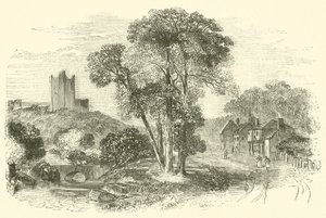 Conisbrough (eller Conisbrough) Slot (gravering) af English School