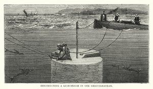 Bau eines Leuchtturms im Mittelmeer von English School