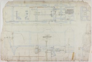 Konstruktionstegning for 2-2-2 lokomotivet af R. & W. Hawthorn & Co. for Great Northern Railway Co. af English School