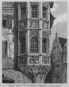 Hjørnevindue i Augsburg, Tyskland (gravering) af English School
