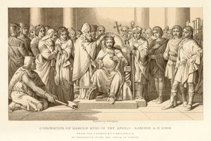 Kroning af Harold King of the Anglo Saxons af English School