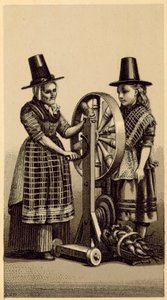 Wales kostumer: Spinning Genny (litho) af English School