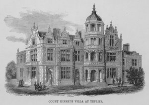 Grev Kinskis villa ved Teplitz (gravering) af English School