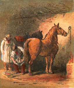 Landsbyens smed, der skoer landmandens vognhest af English School