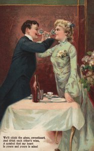 Par klirrende glas (farve litho) af English School