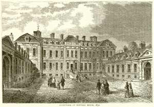 Court-Yard af Montagu House, 1830 af English School
