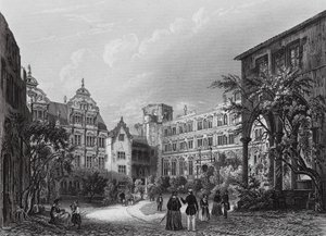 Hofgården i Heidelberg (kobberstik) af English School