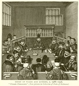 Gerichtshof der Vormundschaften und Lehen, ca. 1588-1598 von English School