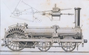 Cramptons Railway Locomotive Steam Engine fra Cyclopaedia of Useful Arts & Manufactures, redigeret af Charles Tomlinson, ca. 1880