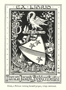 Crest, en pelikan, der fylder sig selv, påtegnet med vinger (gravering) af English School