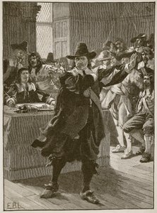 Cromwell taler for det lange parlament for sidste gang, illustration fra Cassells Illustrated History of England (sepiafoto) af English School