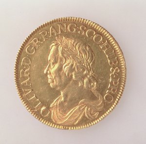 Oliver Cromwells krone (1599-1658), London Mint, 1658 (forside) (guld) (for bagside se 168064) af English School