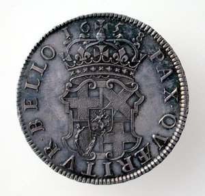 Oliver Cromwells krone (1599-1658), London Mint, 1658 (bagside) (sølv) (for forside se 168061) af English School