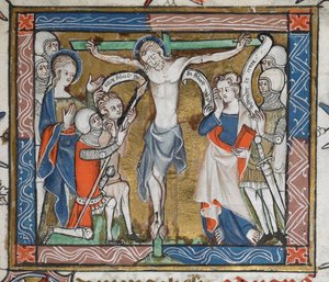 Korsfæstelse på et grønt kors af English School