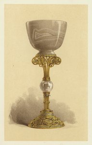 Bæger, eller kalk, i orientalsk onyx, monteret i emaljeret guld (chromolitho) af English School