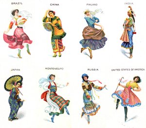 Dancers of the World, cigaretkort, 1915 af English School