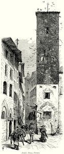 Dantes hus, Firenze (kobberstik) af English School