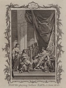 David spiller foran Saul (gravering) af English School