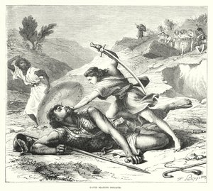 David dræber Goliat (gravering) af English School