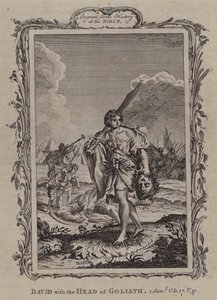 David med Goliat-hovedet (kobberstik) af English School