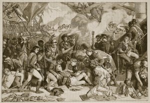 Death of Nelson, illustration fra Cassells Illustrated History of England (sepia foto) af English School