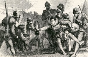 Sir Philip Sidneys død i slaget ved Zutphen, 1865 af English School