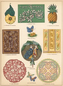 Dekorative genstande (farve litho) af English School