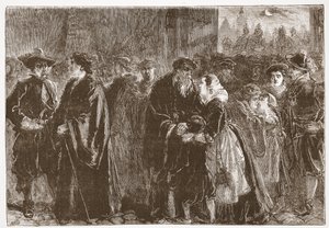 De forviste ministres afgang fra Kuttenberg, illustration fra The History of Protestantism af James Aitken Wylie (1808-1890), pub. 1878 af English School