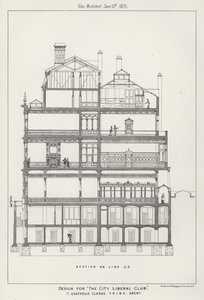Design til "The City Liberal Club" (gravering) af English School