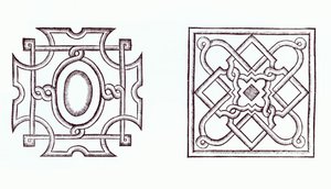 Design til en knudehave, fra The Country Housewifes Garden, af William Lawson, udgivet 1638 af English School