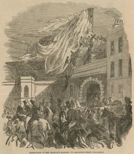 Ødelæggelse af Mrs Grahams ballon i Arlington Street, Piccadilly af English School