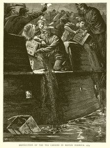 Ødelæggelse af telasterne i Boston Harbour, 1773 af English School