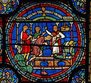 Detalje fra Miracle Window, der forestiller Robert af Cricklade af English School