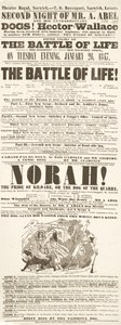 Dickens playbill: The Battle of Life, på Theatre Royal, Norwich, 26. januar 1847