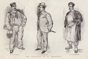 Forklædninger brugt af den parisiske politidetektiv Gustave Rossignol (litho) af English School