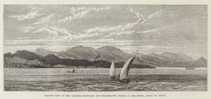 Fjernsyn over Laurium-bjergene og malmsmeltningsværker ved Ergasteria, Attika-kysten (gravering) af English School