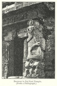 Døråbning i Raj Rani-templet (gravering) af English School